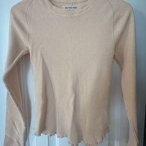 We The Free Beige Long Sleeve Tee